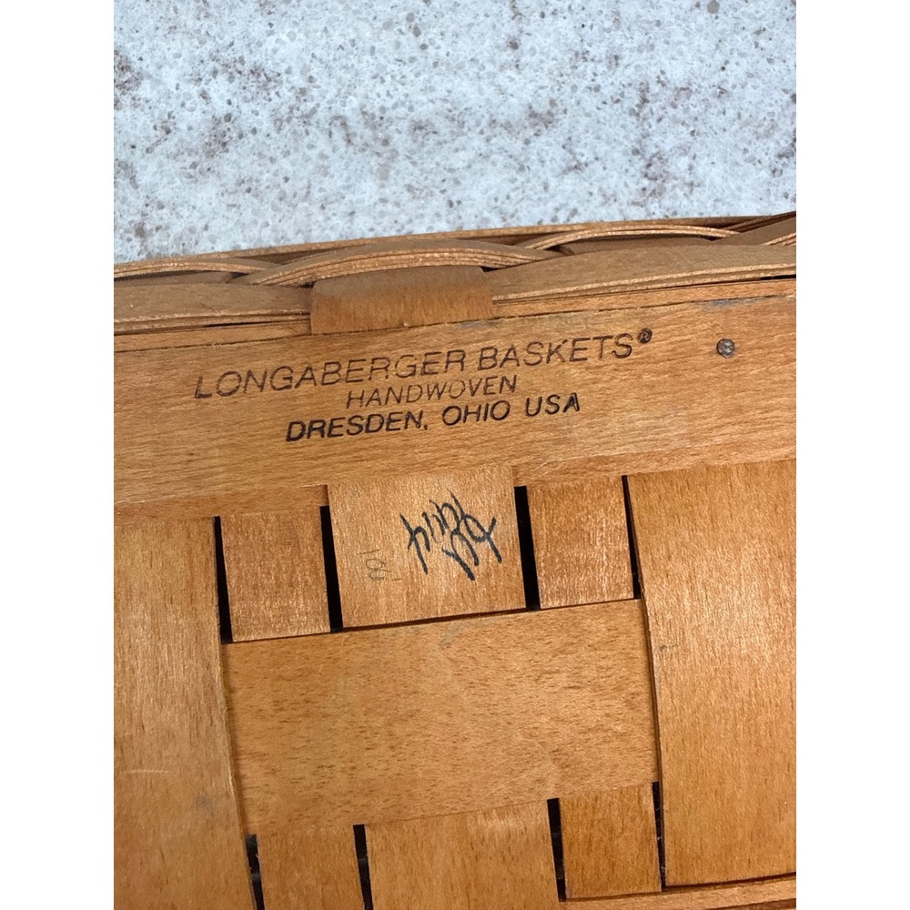Longaberger Handwoven Rectangular Bread Basket Dresden Ohio USA Brown 14x7.5x3.5 - Picture 6 of 6